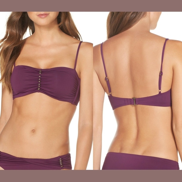 NWT $69 Becca Reconnect Bandeau Bikini Top in‎ Merlot [SZ Small ] - Picture 1 of 8